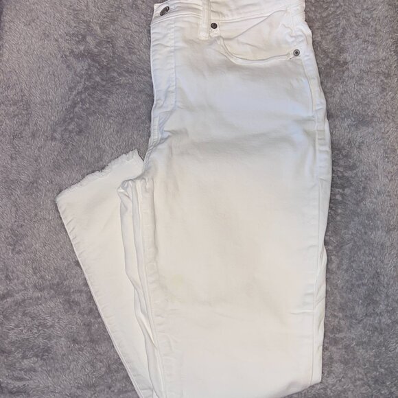 Lucky Brand White Skinny Jeans • Raw Hem • Stretch Denim • Women’s size 12/31 - Picture 2 of 6